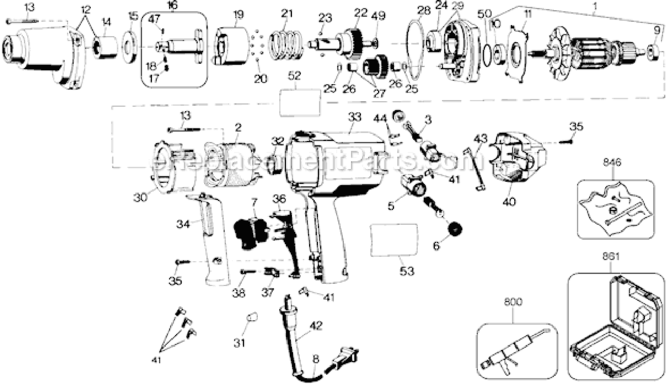 Page A Diagram and Parts List for Q600 Type 1 Black and Decker Impact Driver